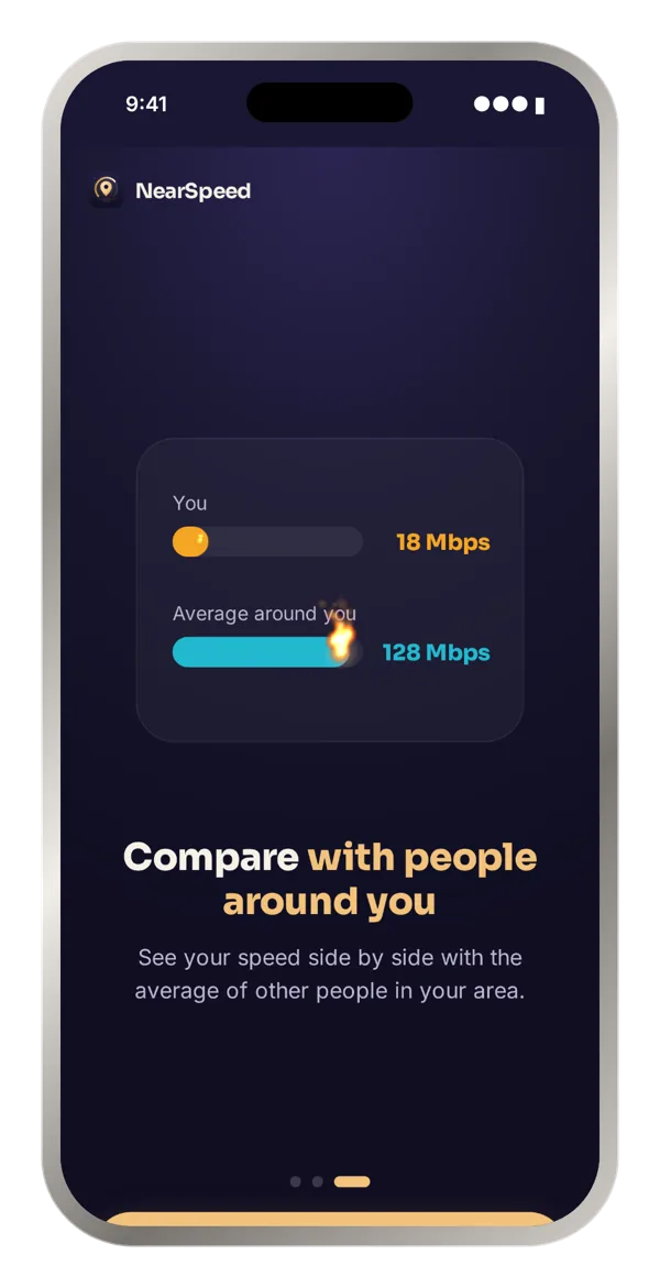 NearSpeed comparison: your speed and the local average side by side