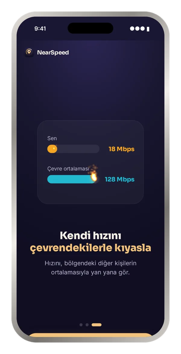 NearSpeed kıyaslama: senin hızın ve çevre ortalaması yan yana